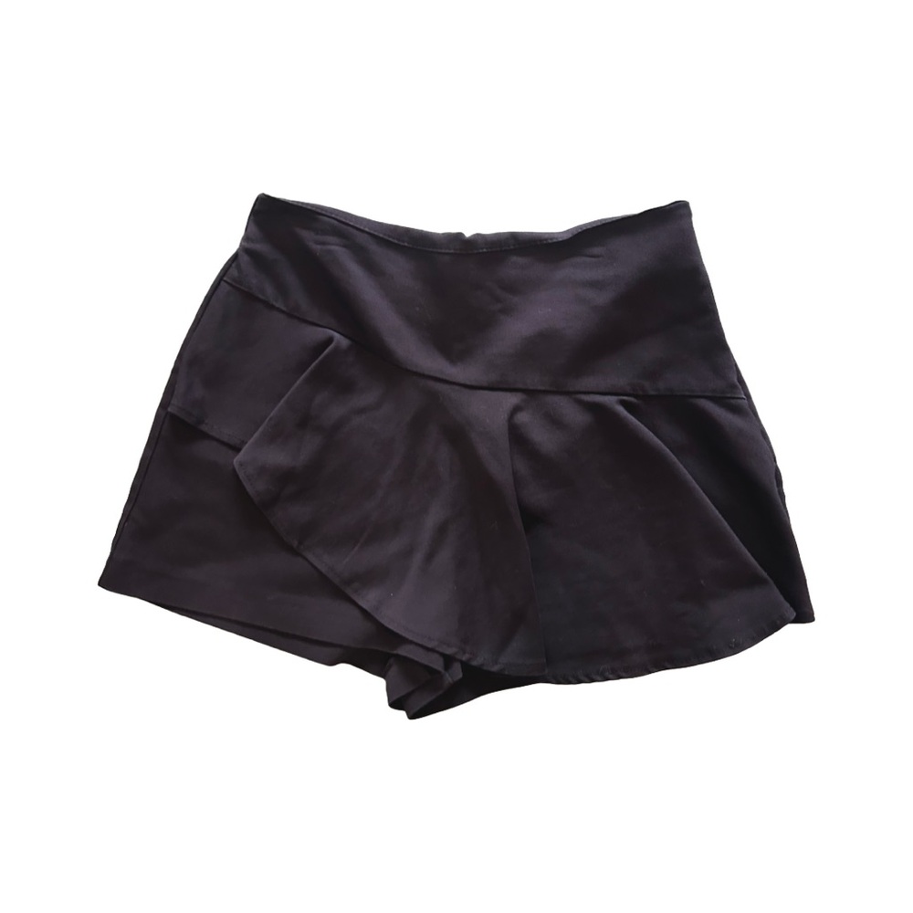 ZARA Black Asymmetrical Ruffle Skort, Size Large